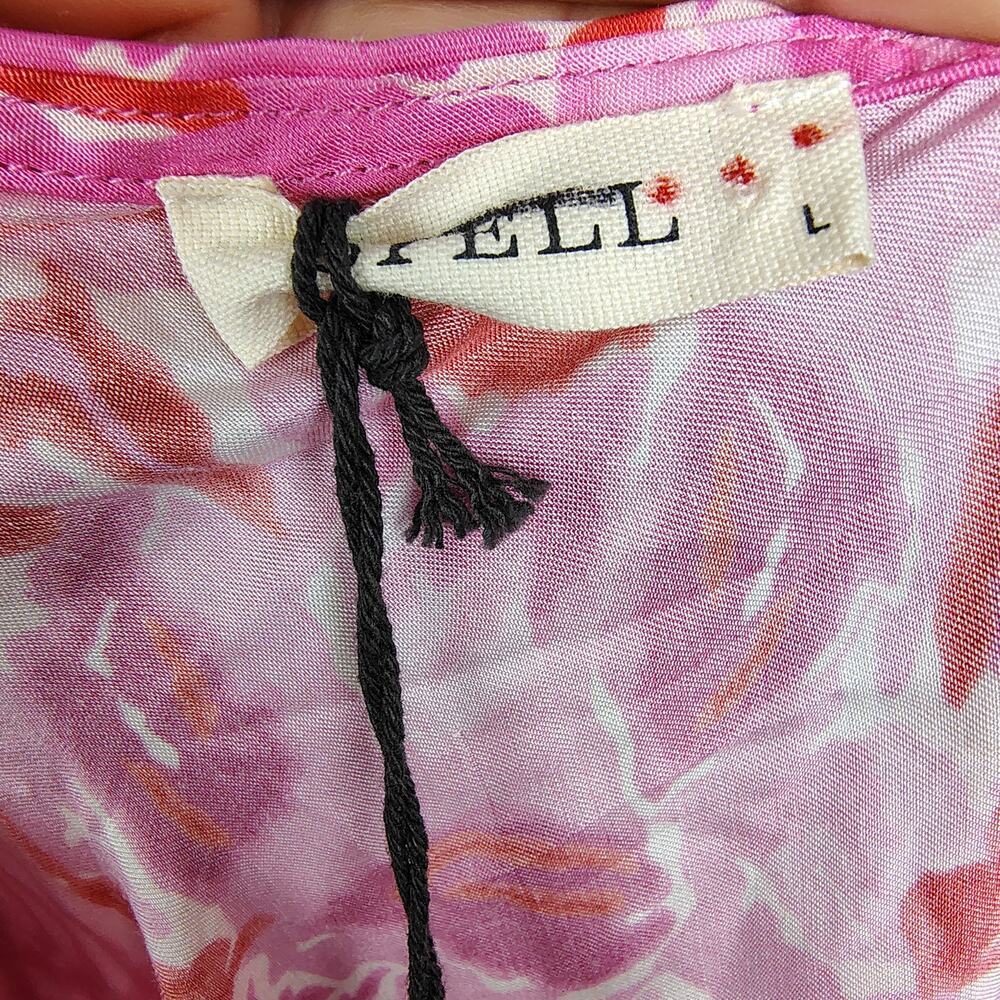 SPELL Islamorada Bias Strappy Floral Rose Cowl Neck Pink Slip Maxi Dress Large - Picture 5 of 16